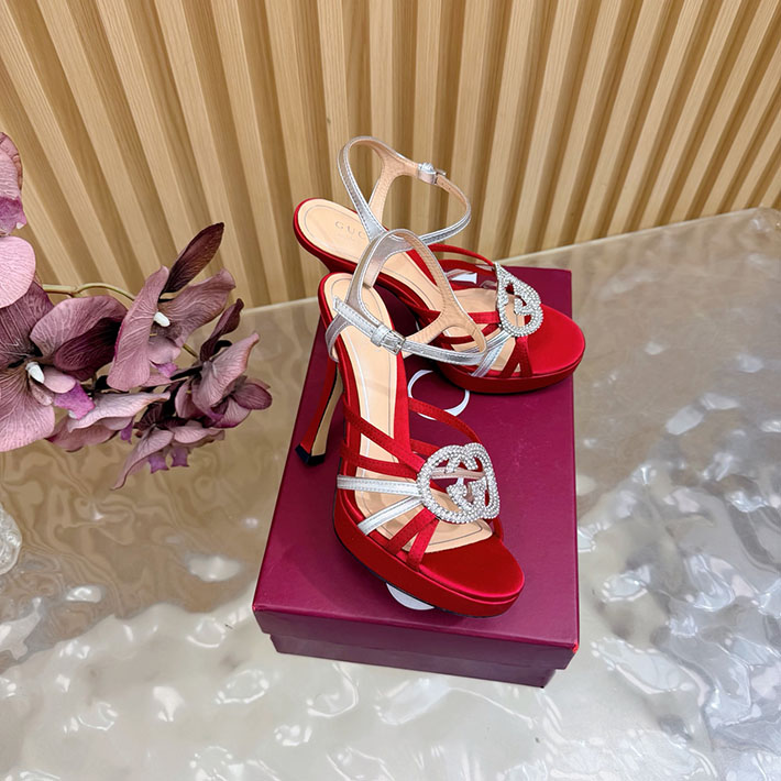 グッチ直営アウトレット店 GUCCI 105mm pump with crystal Interlocking G 2628309 サンダル ヒール 高め 歩きやすい - 画像 (10)