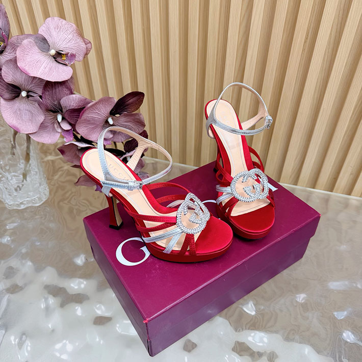 グッチ直営アウトレット店 GUCCI 105mm pump with crystal Interlocking G 2628309 サンダル ヒール 高め 歩きやすい - 画像 (9)