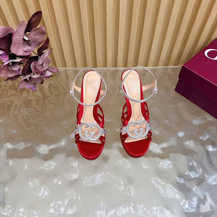 グッチ直営アウトレット店 GUCCI 105mm pump with crystal Interlocking G 2628309 サンダル ヒール 高め 歩きやすい - 画像 (7)