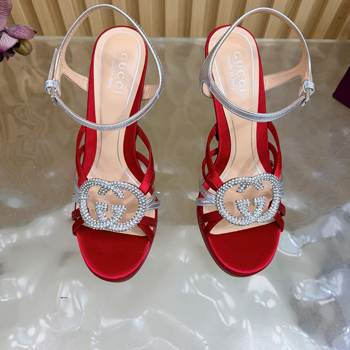 グッチ直営アウトレット店 GUCCI 105mm pump with crystal Interlocking G 2628309 サンダル ヒール 高め 歩きやすい - 画像 (6)