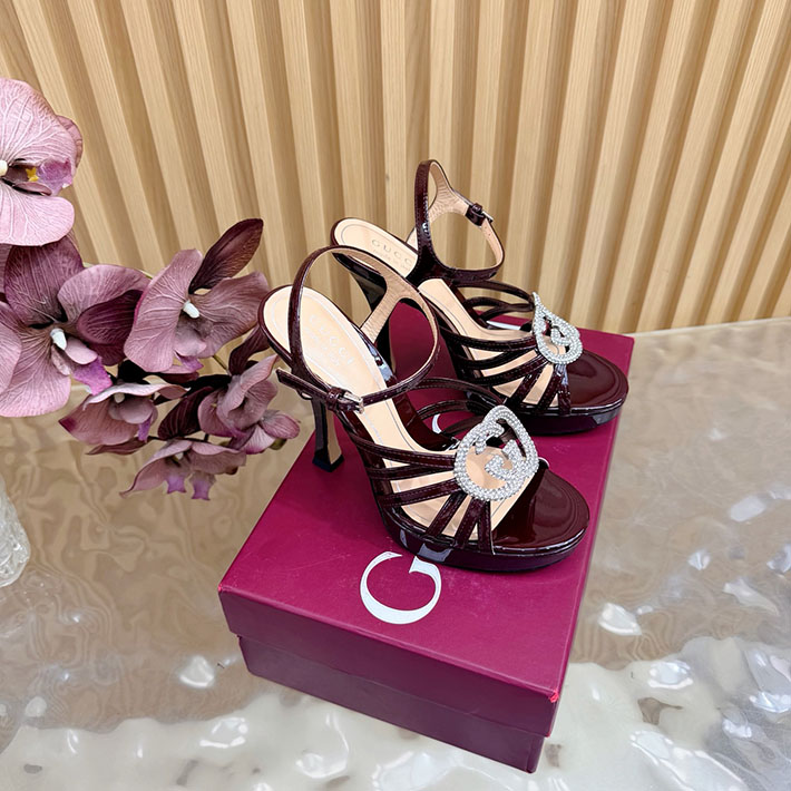 グッチ直営アウトレット店 GUCCI 105mm pump with crystal Interlocking G 2628310 ヒール サンダル 歩きやすい ブランド - 画像 (11)