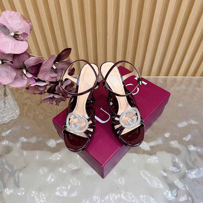 グッチ直営アウトレット店 GUCCI 105mm pump with crystal Interlocking G 2628310 ヒール サンダル 歩きやすい ブランド - 画像 (8)