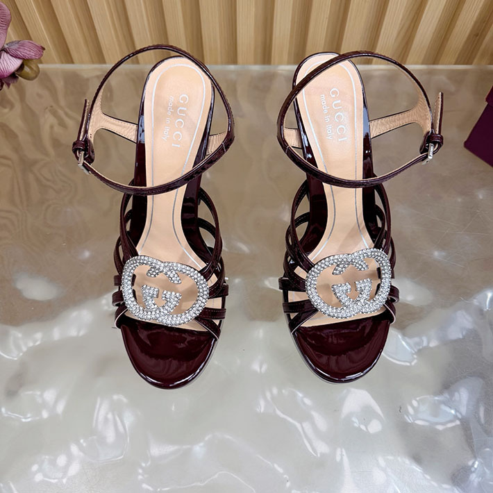 グッチ直営アウトレット店 GUCCI 105mm pump with crystal Interlocking G 2628310 ヒール サンダル 歩きやすい ブランド - 画像 (6)
