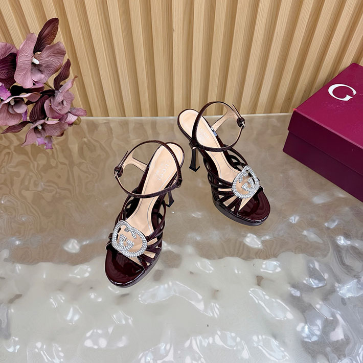 グッチ直営アウトレット店 GUCCI 105mm pump with crystal Interlocking G 2628310 ヒール サンダル 歩きやすい ブランド - 画像 (5)