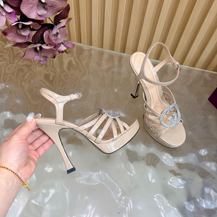 グッチ直営アウトレット店 GUCCI 105mm pump with crystal Interlocking G 2628311 サンダル ヒール 高め ブランド - 画像 (2)