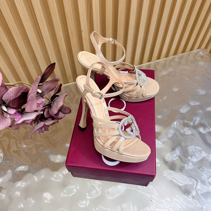 グッチ直営アウトレット店 GUCCI 105mm pump with crystal Interlocking G 2628311 サンダル ヒール 高め ブランド - 画像 (10)