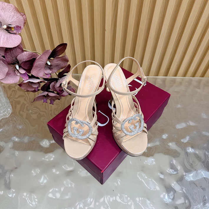 グッチ直営アウトレット店 GUCCI 105mm pump with crystal Interlocking G 2628311 サンダル ヒール 高め ブランド - 画像 (8)