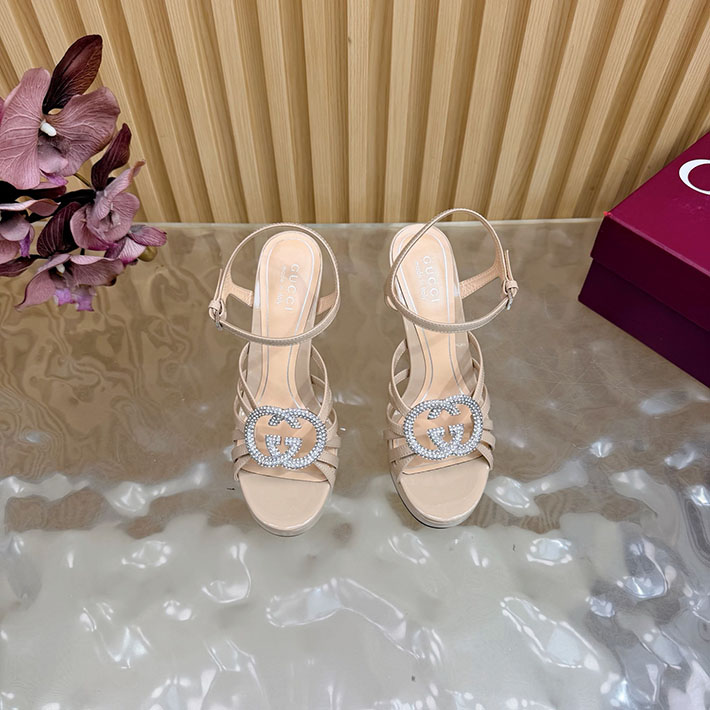 グッチ直営アウトレット店 GUCCI 105mm pump with crystal Interlocking G 2628311 サンダル ヒール 高め ブランド - 画像 (7)
