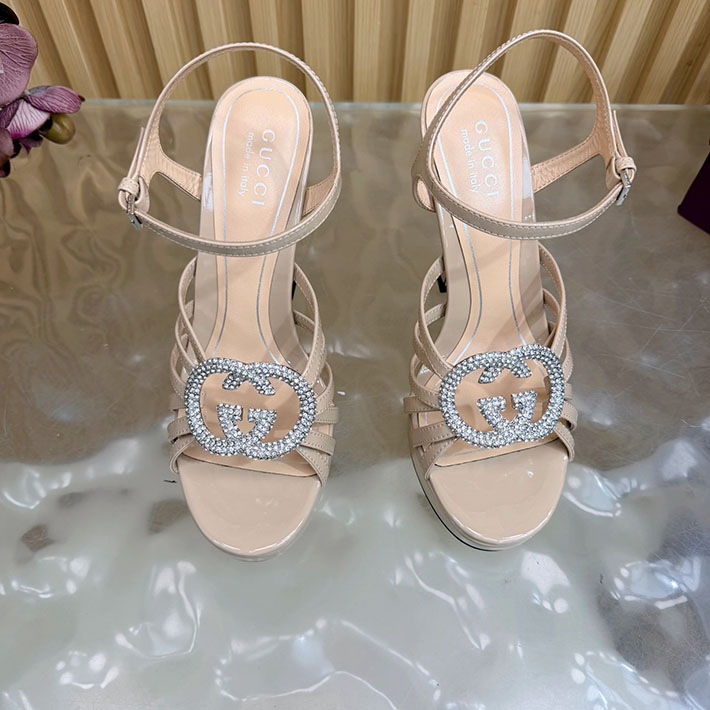 グッチ直営アウトレット店 GUCCI 105mm pump with crystal Interlocking G 2628311 サンダル ヒール 高め ブランド - 画像 (6)