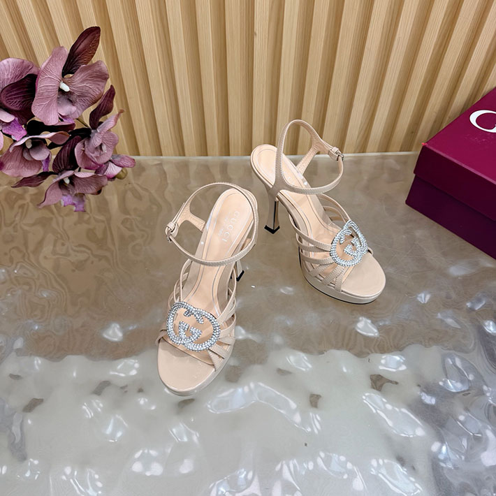グッチ直営アウトレット店 GUCCI 105mm pump with crystal Interlocking G 2628311 サンダル ヒール 高め ブランド - 画像 (5)