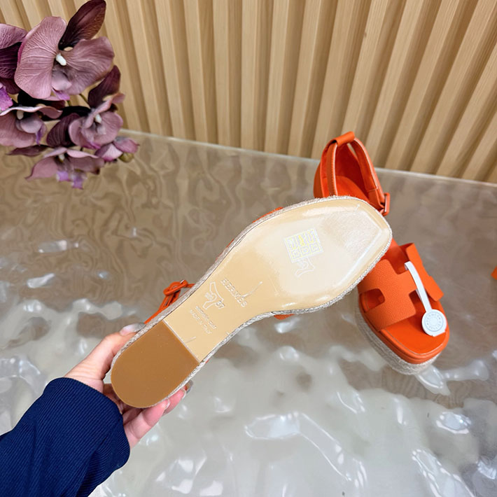 最高級エルメススーパーコピー HERMES エスパドリーユ エルダ 厚底 リゾート 靴 2628328 エルメス サンダル レディース - 画像 (3)