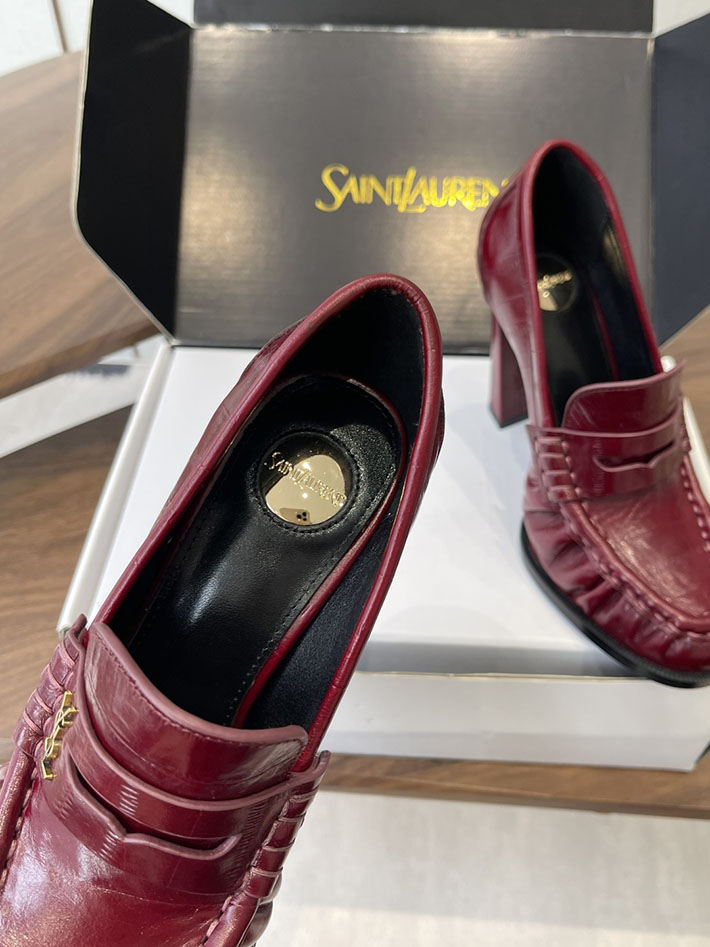 最高級サンローランスーパーコピー Saint Laurent 10cm ル ローファー パンプス イールスキン 2628444 ローファー レディース コーデ - 画像 (8)