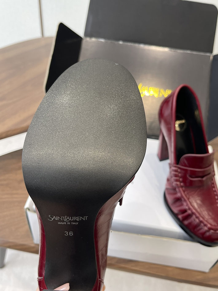 最高級サンローランスーパーコピー Saint Laurent 10cm ル ローファー パンプス イールスキン 2628444 ローファー レディース コーデ - 画像 (6)