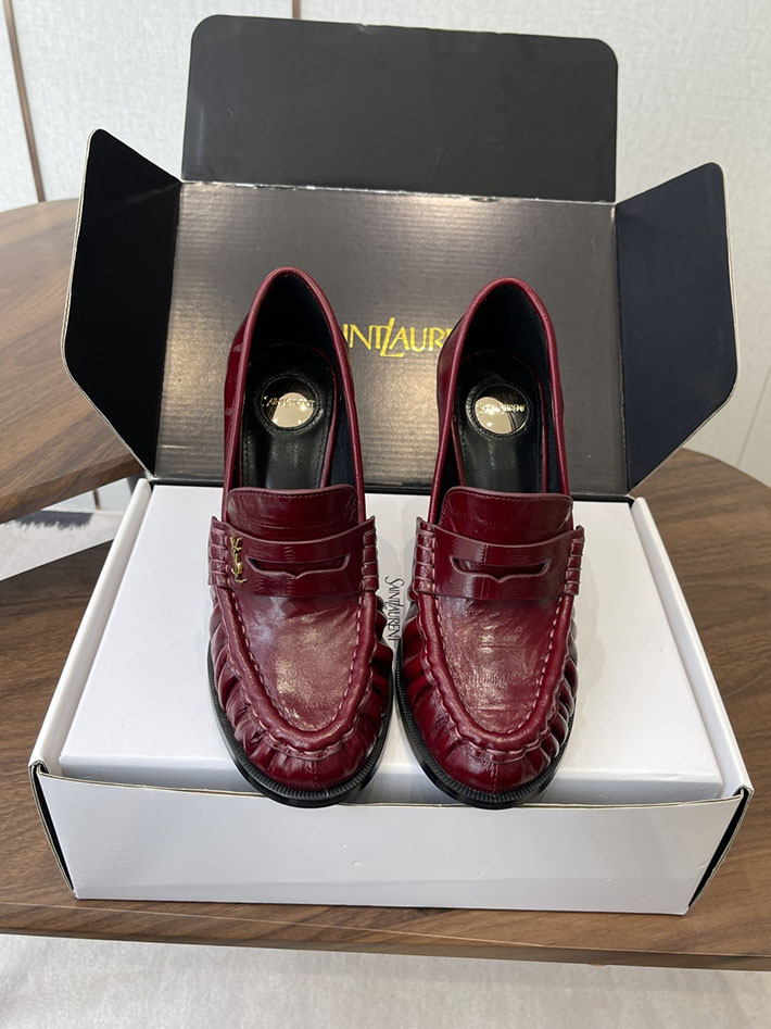 最高級サンローランスーパーコピー Saint Laurent 10cm ル ローファー パンプス イールスキン 2628444 ローファー レディース コーデ - 画像 (5)