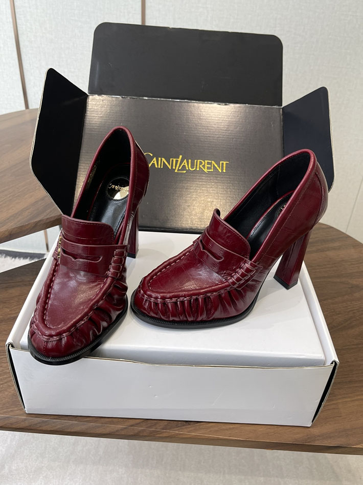 最高級サンローランスーパーコピー Saint Laurent 10cm ル ローファー パンプス イールスキン 2628444 ローファー レディース コーデ - 画像 (3)