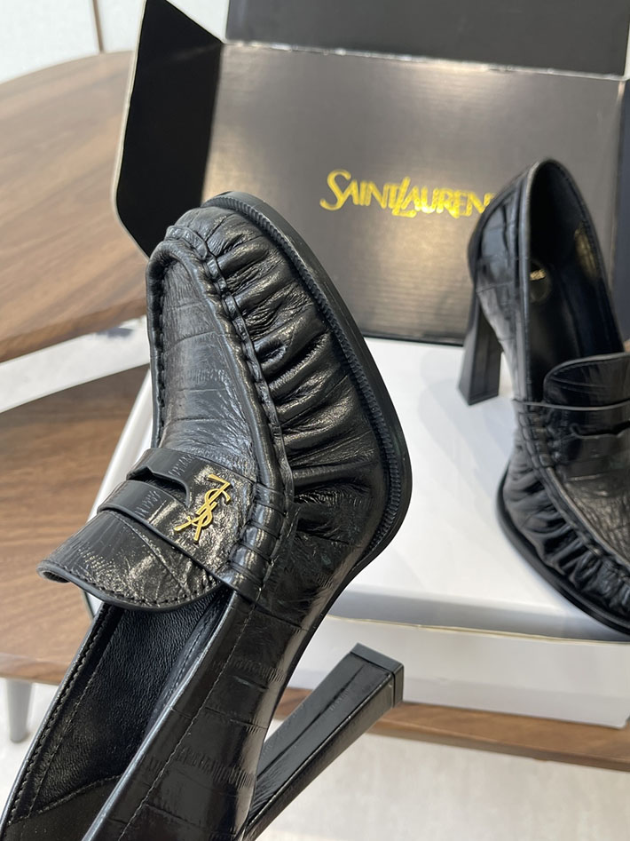 最高級サンローランスーパーコピー Saint Laurent 10cm ル ローファー パンプス イールスキン 2628446 ローファー レディース 50代 - 画像 (9)