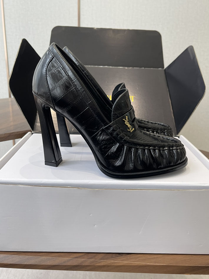 最高級サンローランスーパーコピー Saint Laurent 10cm ル ローファー パンプス イールスキン 2628446 ローファー レディース 50代 - 画像 (4)