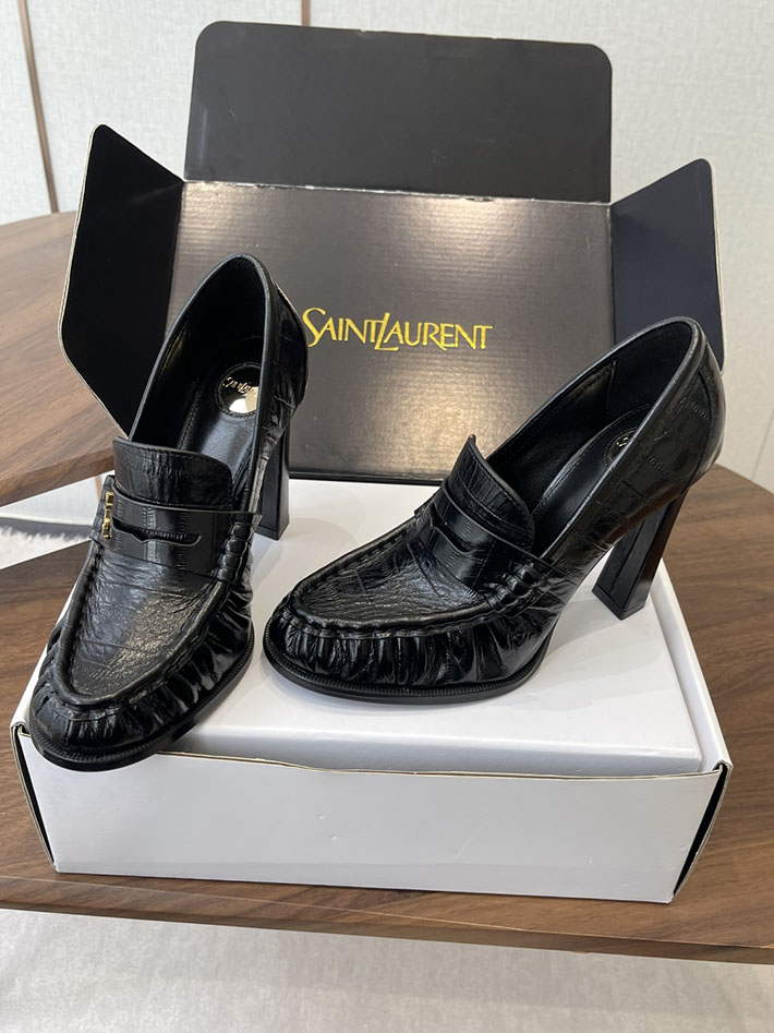 最高級サンローランスーパーコピー Saint Laurent 10cm ル ローファー パンプス イールスキン 2628446 ローファー レディース 50代 - 画像 (2)