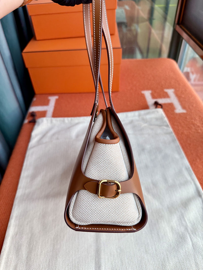 エルメス トートバッグ HERMES タブリエ・セリエ ゴールド ヴァッシュ・ハンター/ヴォー・スウィフト/トワル・ミリテール ゴールド金具 2627852 - 画像 (2)