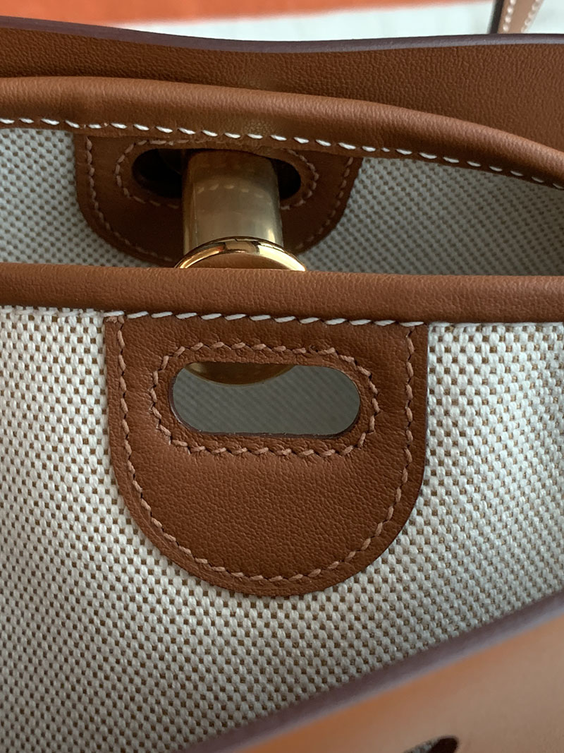 エルメス トートバッグ HERMES タブリエ・セリエ ゴールド ヴァッシュ・ハンター/ヴォー・スウィフト/トワル・ミリテール ゴールド金具 2627852 - 画像 (6)