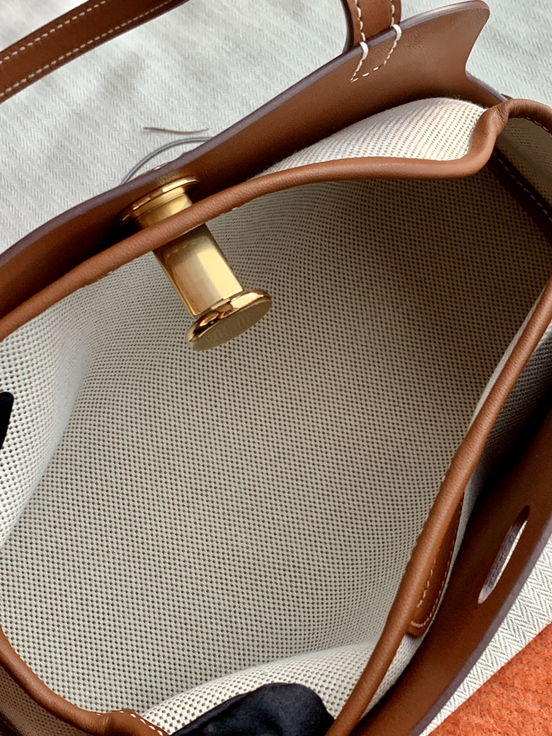 エルメス トートバッグ HERMES タブリエ・セリエ ゴールド ヴァッシュ・ハンター/ヴォー・スウィフト/トワル・ミリテール ゴールド金具 2627852 - 画像 (5)