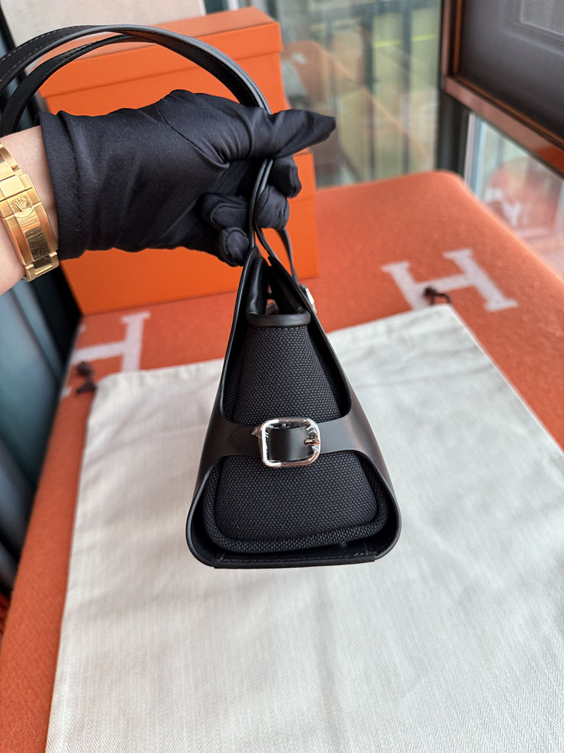 エルメス トートバッグ HERMES タブリエ・セリエ 黒 ブラック ヴァッシュ・ハンター/ヴォー・スウィフト/トワル・ミリテール ゴールド金具 2627853 - 画像 (2)