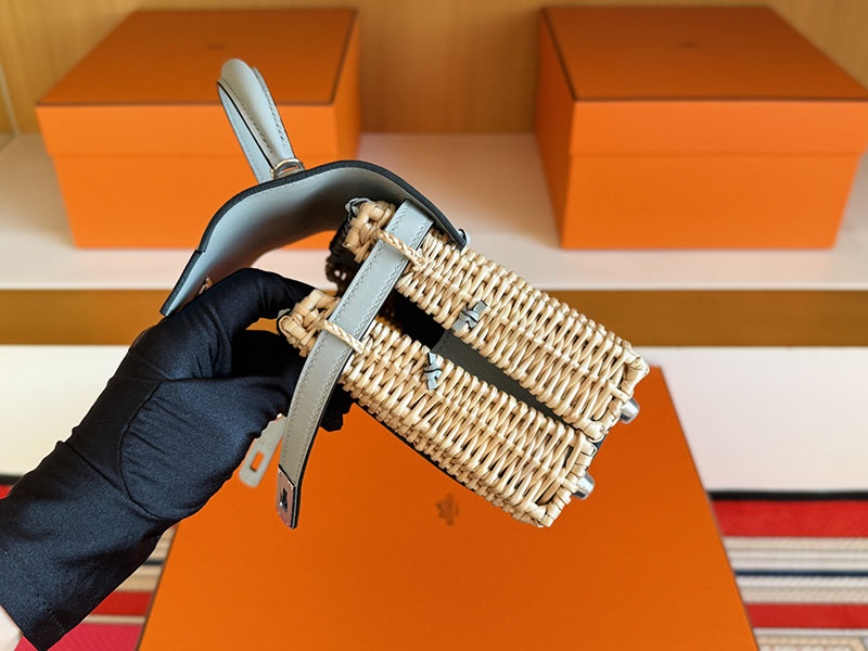 ケリーピクニック ミニ 定価 HERMES ケリーピクニックミニ ブルーグラシエ スイフトx柳 シルバー金具 2627858 エルメス 新作バッグ - 画像 (5)