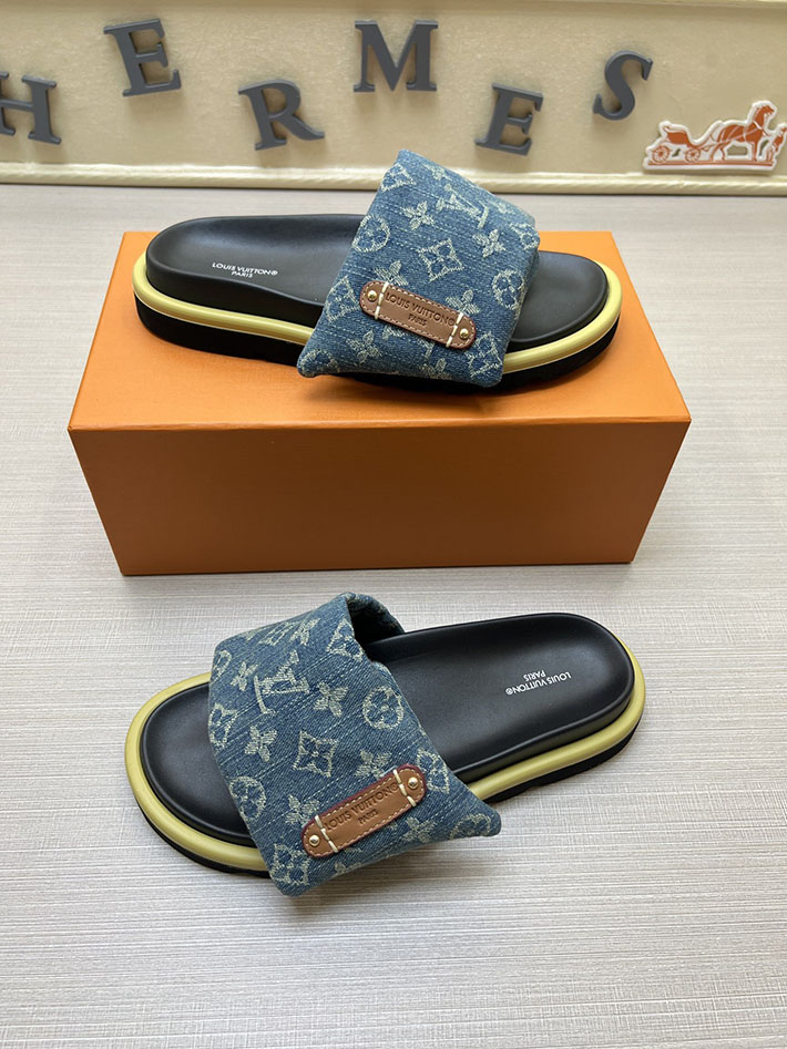 メンズ・レディース兼用 ルイヴィトン サンダル Louis Vuitton x TM プールピロー ミュール 2629015 ルイヴィトン 靴 デニム - 画像 (8)