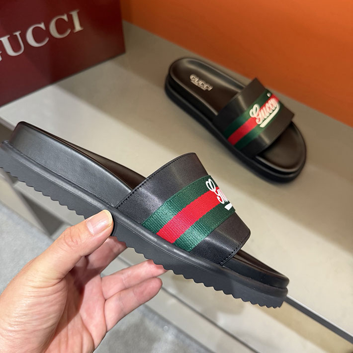 グッチ直営アウトレット店 GUCCI ラバーメンズ スライドサンダル シューズ 2629082 グッチ サンダル 黒 - 画像 (7)