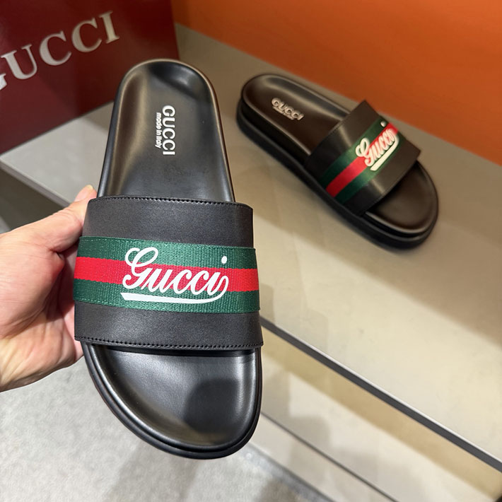 グッチ直営アウトレット店 GUCCI ラバーメンズ スライドサンダル シューズ 2629082 グッチ サンダル 黒 - 画像 (6)