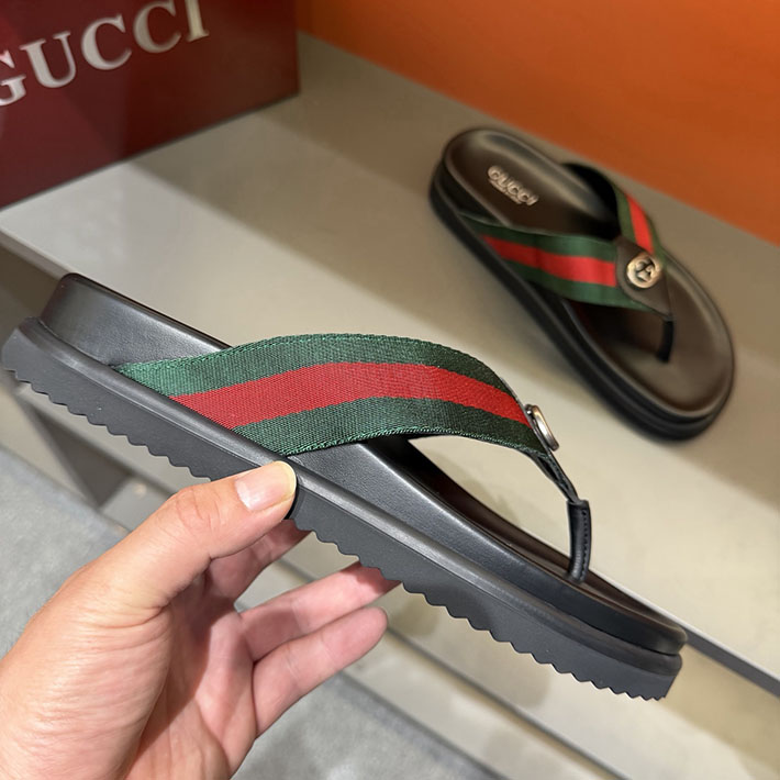 グッチ直営アウトレット店 GUCCI サンダル メンズ シューズ トングサンダル ウェブ付き 2629086 グッチ 靴 サンダル - 画像 (7)