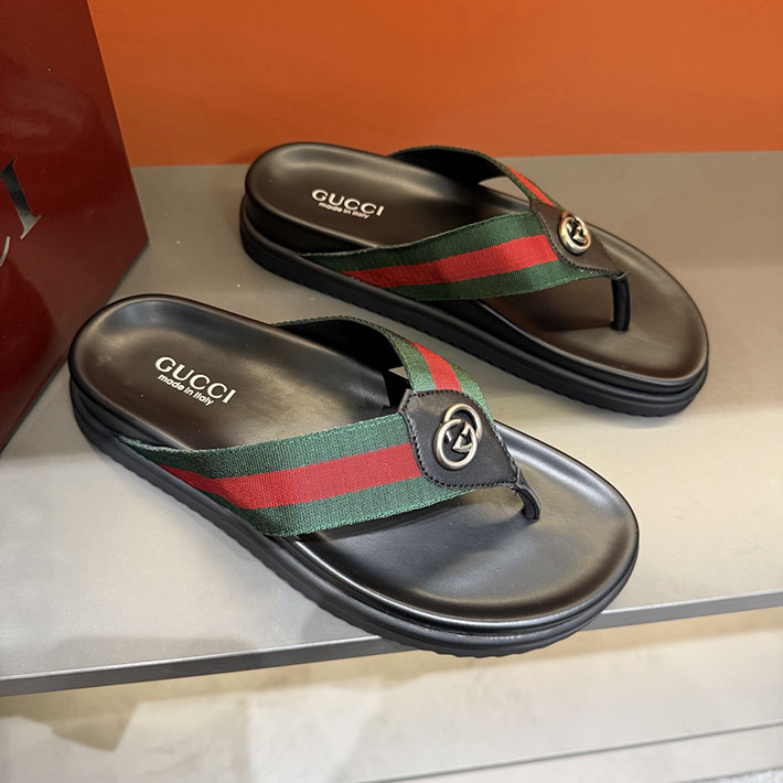グッチ直営アウトレット店 GUCCI サンダル メンズ シューズ トングサンダル ウェブ付き 2629086 グッチ 靴 サンダル - 画像 (2)