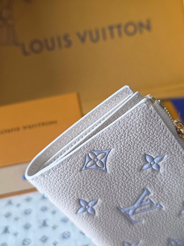 ルイヴィトン販売店舗 財布 レディース LV ポルトフォイユ・リサ モノグラム・ミルキーホワイト、ブルー M27742 ルイヴィトン 財布 二つ折り - 画像 (7)