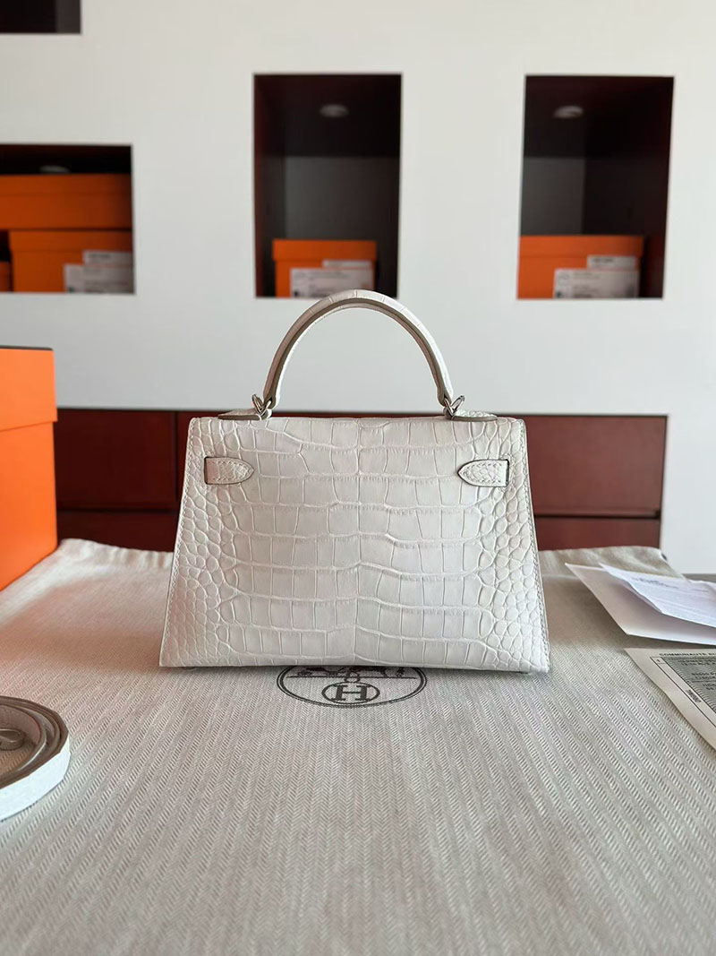 エルメス ケリーミニバッグ HERMES ケリーミニ2 外縫い ナタ クロコダイル シルバー金具 2630350 エルメス ミニケリー 定価 - 画像 (8)