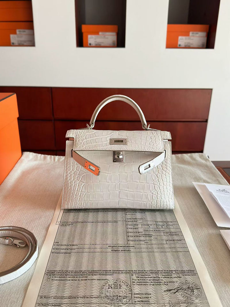 エルメス ケリーミニバッグ HERMES ケリーミニ2 外縫い ナタ クロコダイル シルバー金具 2630350 エルメス ミニケリー 定価 - 画像 (3)