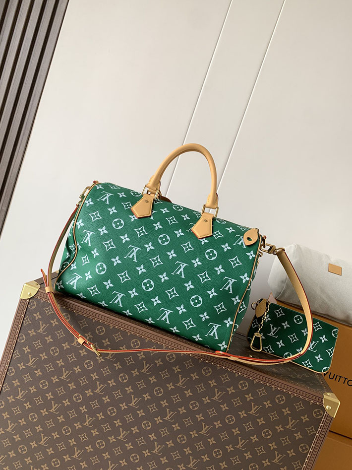 ルイヴィトン販売店舗 旅行バッグ LV スピーディ P9 バンドリエール 40 グリーン カーフレザー M24417 ヴィトン ボストンバッグ 旅行 - 画像 (8)
