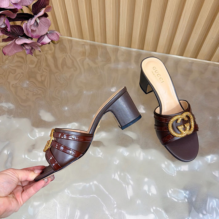 グッチ直営アウトレット店 GUCCI 2026年春夏 新作 インターロッキングG カットアウトサンダル ブラウン 2631254 グッチ 靴 アウトレット - 画像 (5)