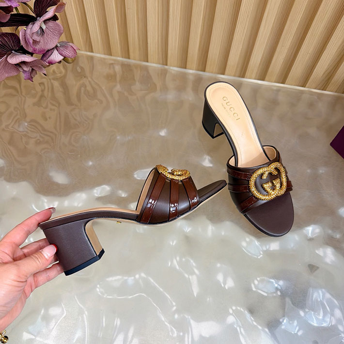 グッチ直営アウトレット店 GUCCI 2026年春夏 新作 インターロッキングG カットアウトサンダル ブラウン 2631254 グッチ 靴 アウトレット - 画像 (4)