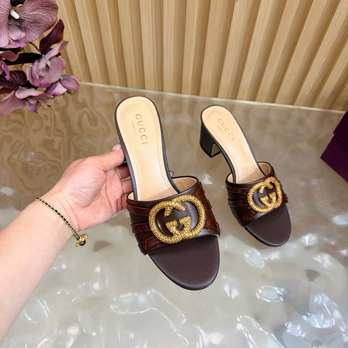 グッチ直営アウトレット店 GUCCI 2026年春夏 新作 インターロッキングG カットアウトサンダル ブラウン 2631254 グッチ 靴 アウトレット - 画像 (2)