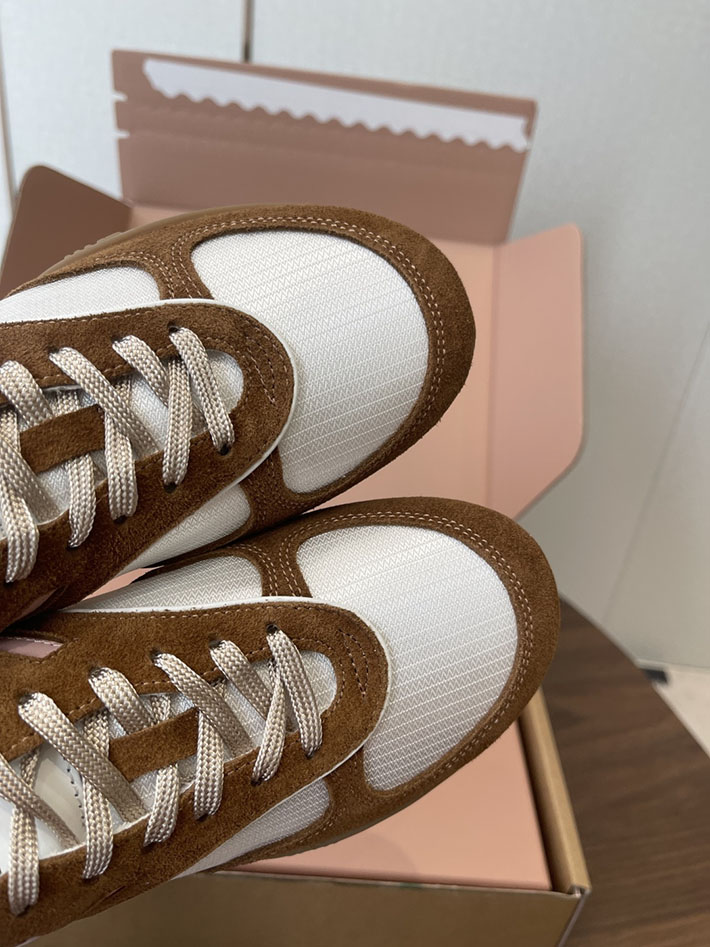 レディース MiuMiu ジムナジウム テクニカルファブリックxスエード スニーカー チョークホワイト/シナモン 5E428E_71L_F0TBK ミュウミュウ スニーカー アウトレット - 画像 (6)