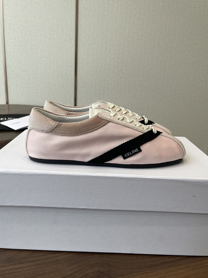 セリーヌ CELINE フラット スニーカー グログラン ベルベット スエードゴートスキン ラムスキン ピンク ブラック 366645480C.24NO セリーヌ スニーカー レディース - 画像 (9)