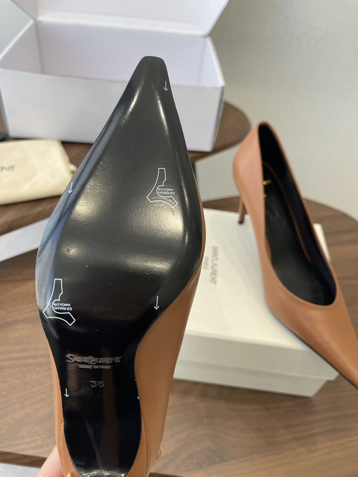 最高級サンローランスーパーコピー YSL 2026年春夏 新作 ポインテッドトゥパンプス レディース ブラウン 2630634 サンローラン パンプス アウトレット - 画像 (4)