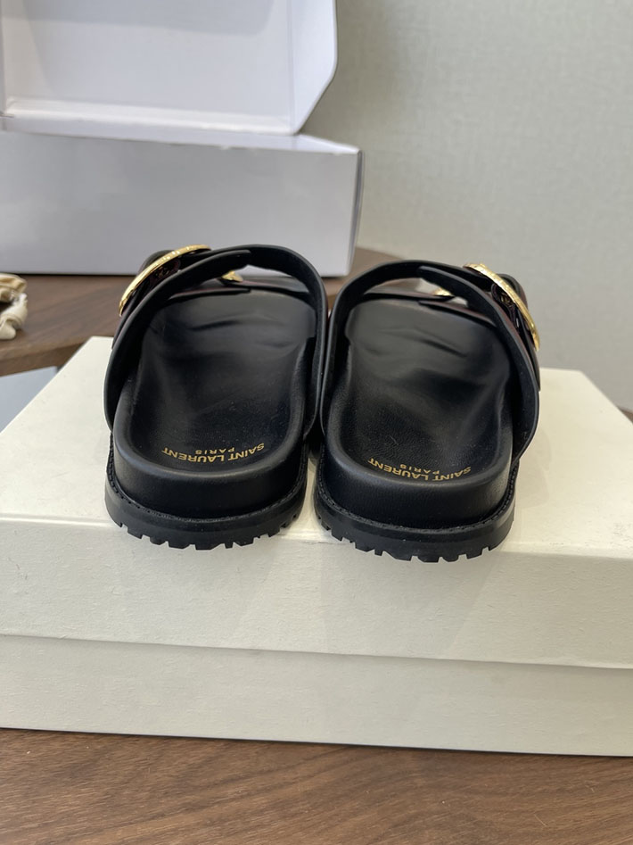 最高級サンローランスーパーコピー Saint Laurent レディース フラットサンダル メタルバックル ワインレッド 2630646 サンローラン 靴 シューズ - 画像 (5)