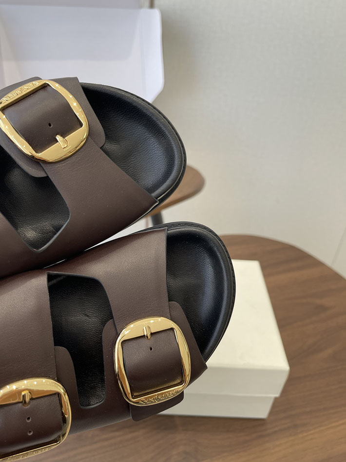 最高級サンローランスーパーコピー Saint Laurent レディース フラットサンダル メタルバックル 茶色 2630647 サン ローラン 靴 アウトレット - 画像 (7)