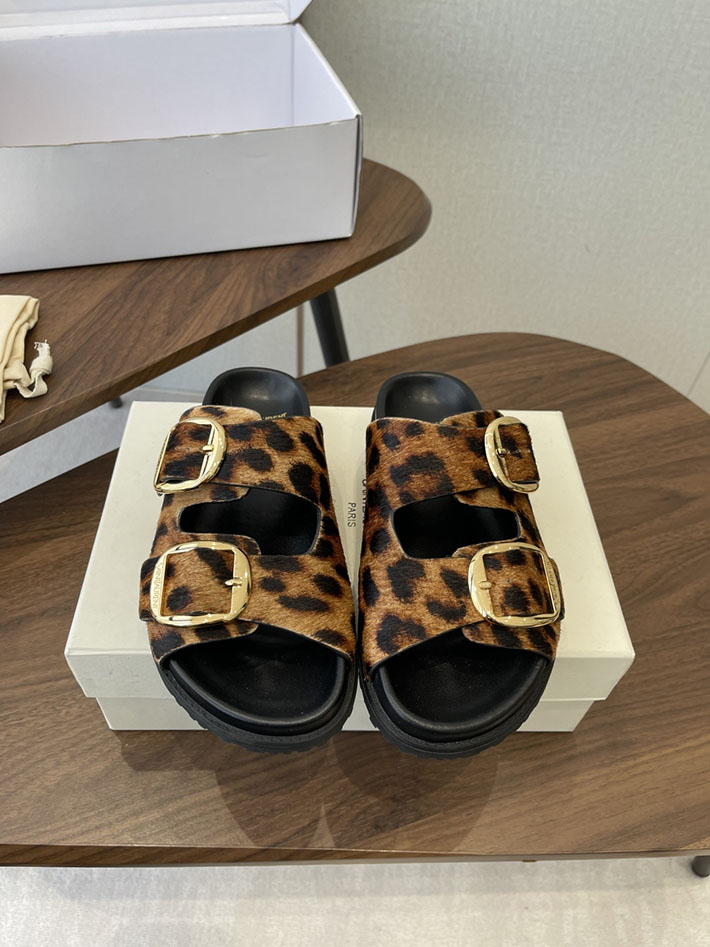 最高級サンローランスーパーコピー Saint Laurent レディース フラットサンダル メタルバックル ブラウン 2630650 レディース サンダル おしゃれ - 画像 (3)