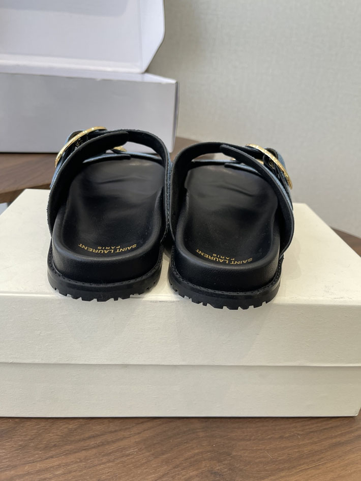 最高級サンローランスーパーコピー Saint Laurent レディース フラットサンダル メタルバックル ブルー 2630651 レディース サンダル 夏 - 画像 (5)