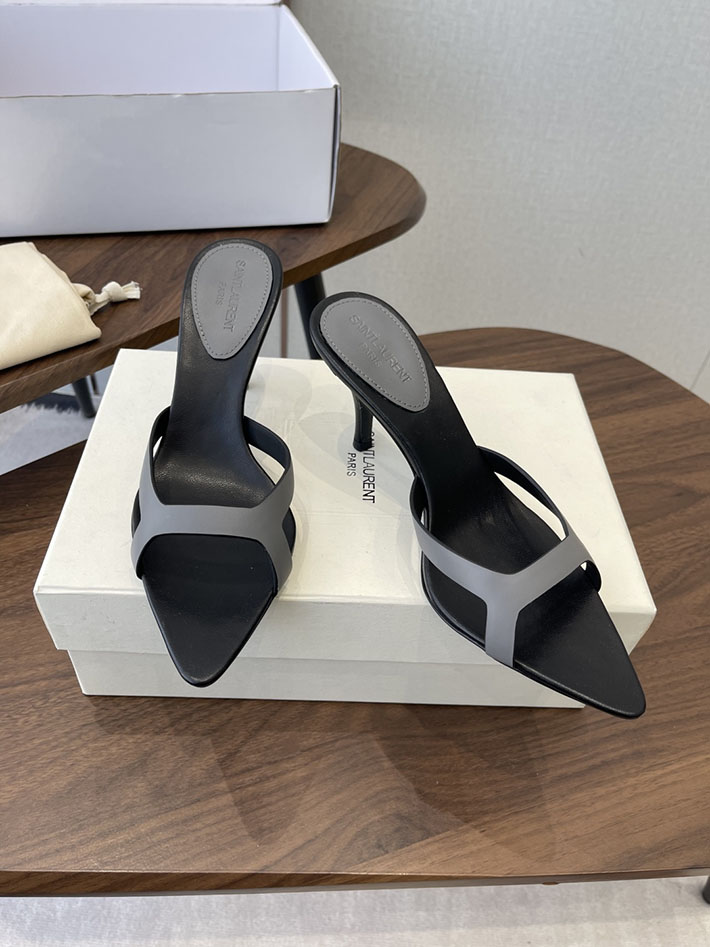 最高級サンローランスーパーコピー Saint Laurent バビロン ミュール スムースレザー シューズ 靴 グレー 2630652 レディース サンダル しまむら - 画像 (9)