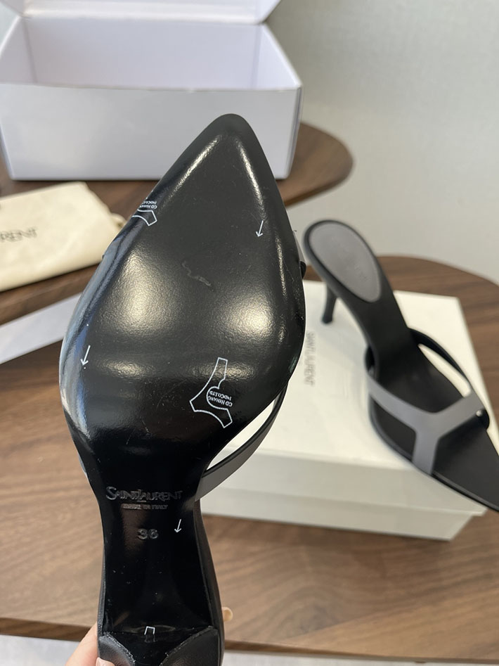 最高級サンローランスーパーコピー Saint Laurent バビロン ミュール スムースレザー シューズ 靴 グレー 2630652 レディース サンダル しまむら - 画像 (4)