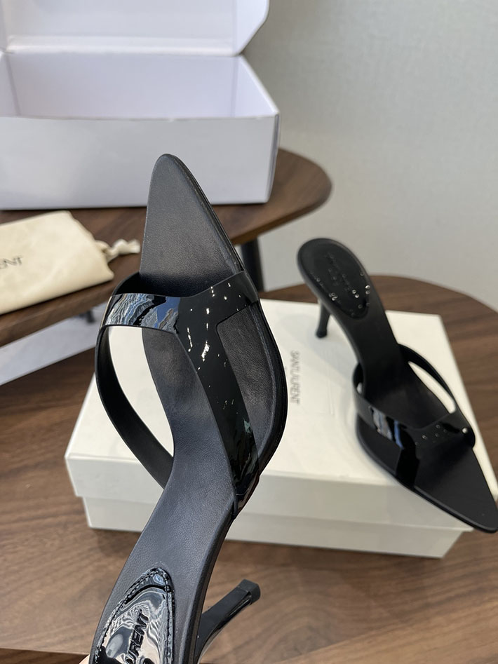 最高級サンローランスーパーコピー Saint Laurent バビロン ミュール スムースレザー シューズ 靴 ブラック 2630654 ヒール サンダル レディース - 画像 (7)