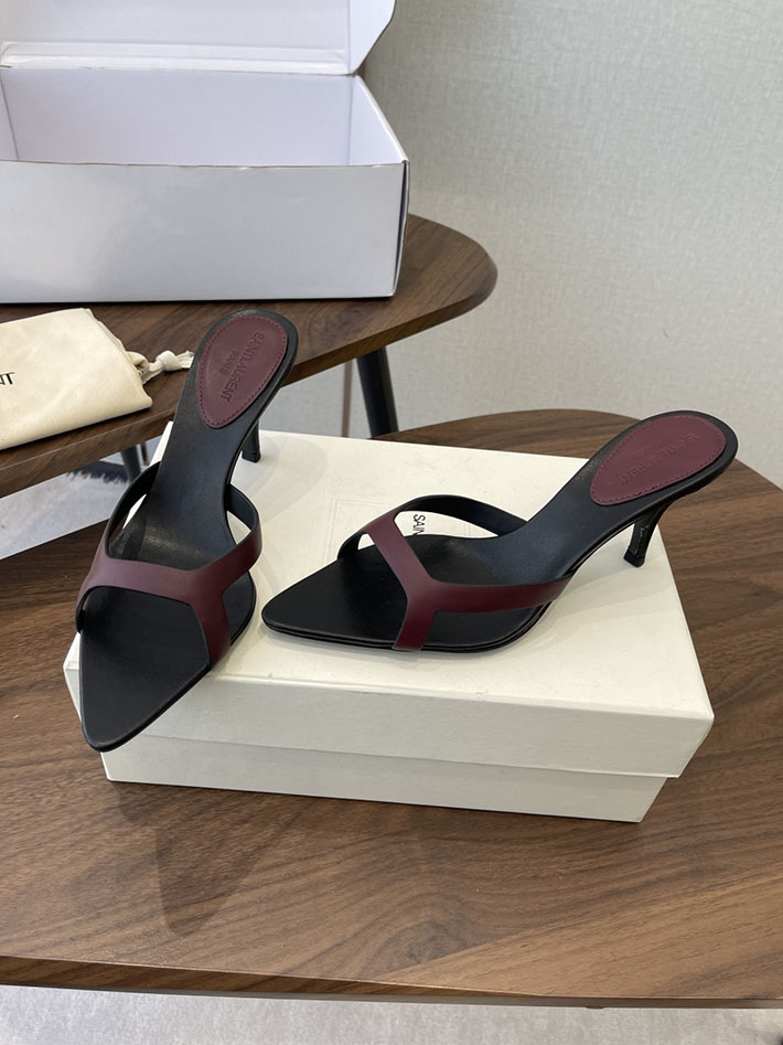 最高級サンローランスーパーコピー Saint Laurent バビロン ミュール スムースレザー シューズ 靴 ワインレッド 2630655 ヒール サンダル 歩きやすい ブランド - 画像 (9)
